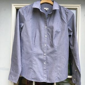 Talbots Grey Fitted Button-Down Top Sz 6